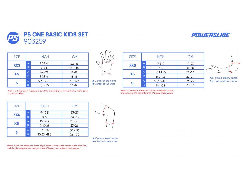 Tabulka velikostí Powerslide One Basic Kids