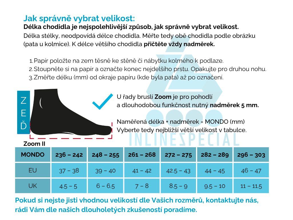 Tabulka velikostí Powerslide Zoom Pro 80 Sand
