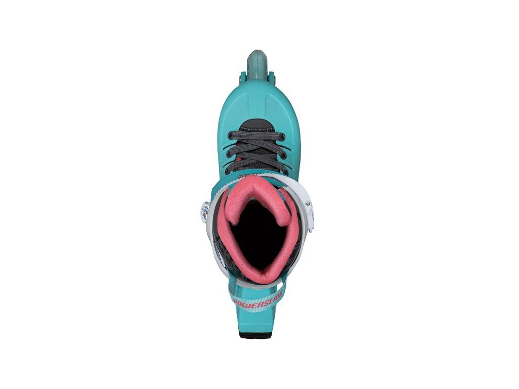 Powerslide Stargaze Aqua – pohled shora a systém zapínání