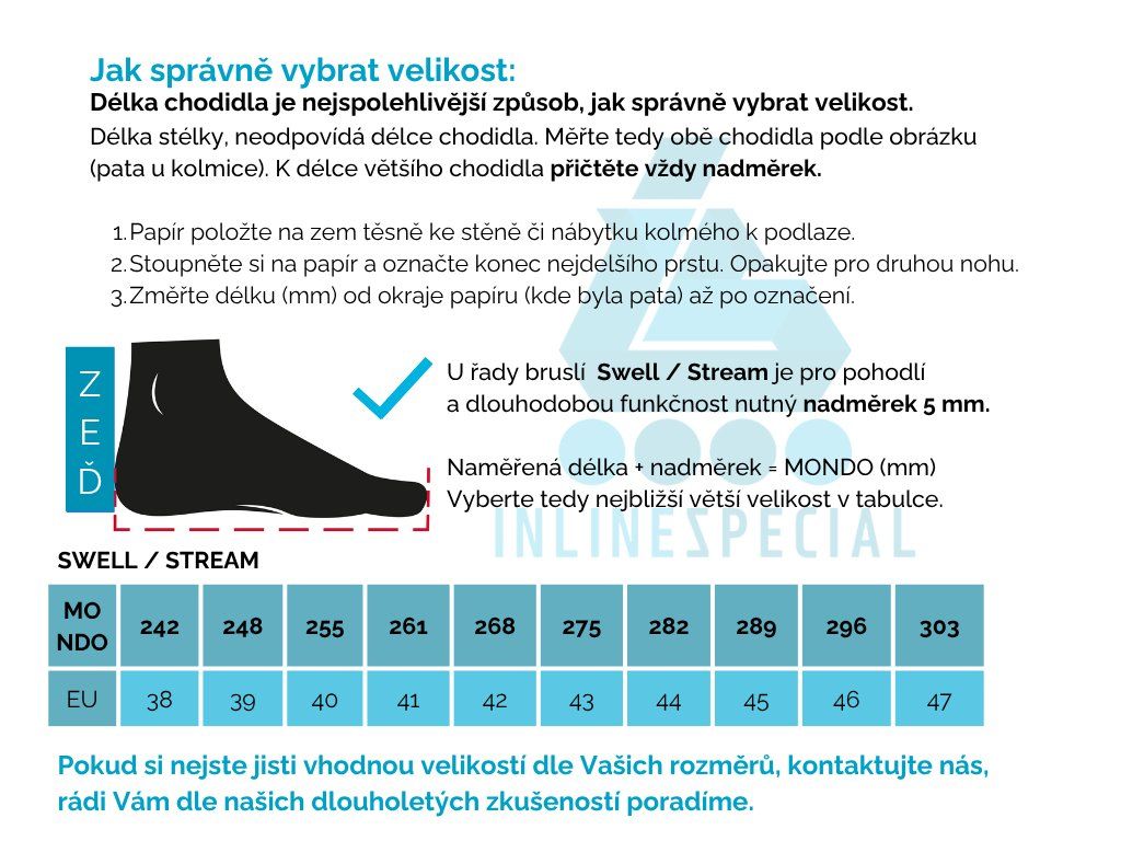 Tabulka velikostí Powerslide Stream Classic 125