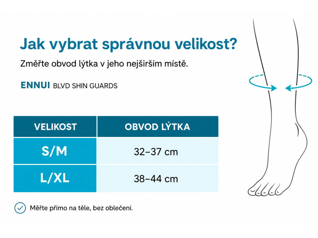 Tabulka velikostí chráničů holení ENNUI BLVD Shin Guard