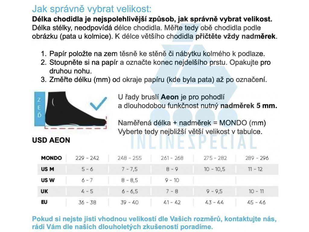 Tabulka velikostí USD Aeon 60 Note