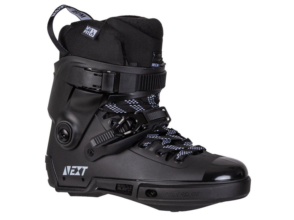 Powerslide Next Black Boot 2.0 – detail GFRP hardbootu a nastavitelného cuffu